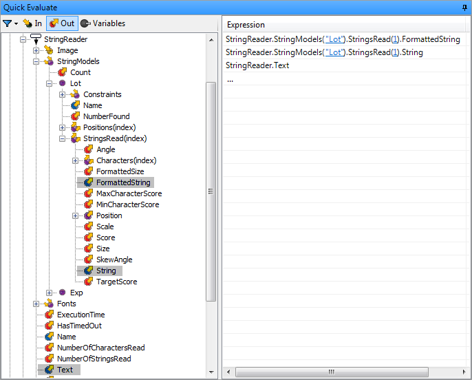 Accessing StringReader step results image.