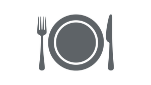 Grey icon of plate and utensils