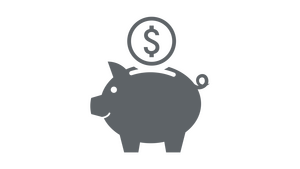 Grey icon of piggy bank