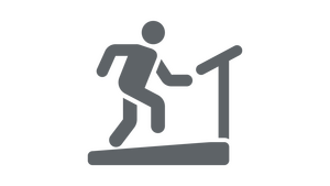 Grey icon of person running on treadmill