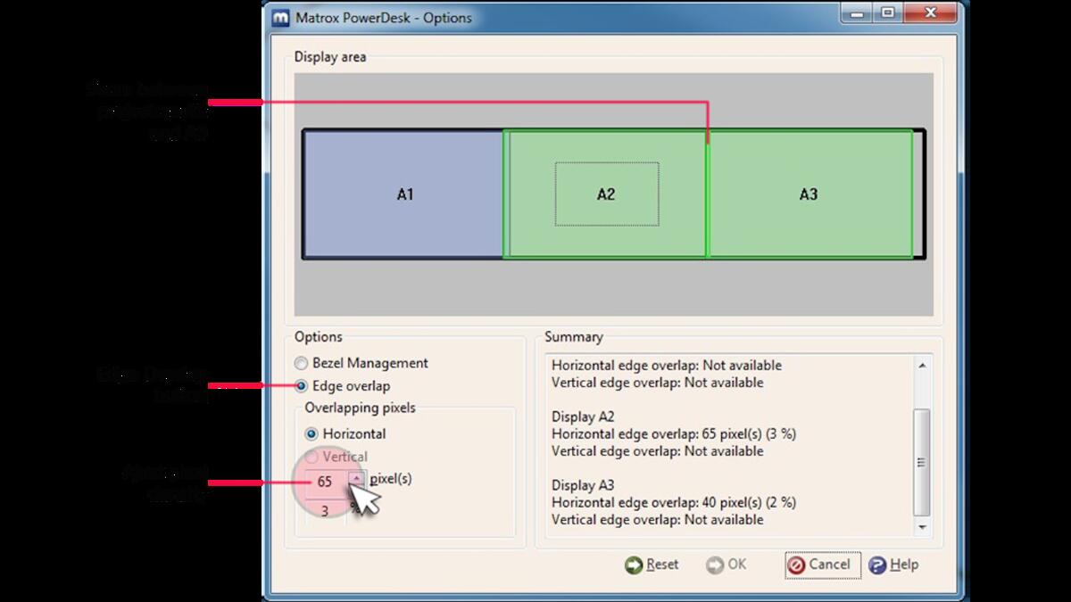 Edge overlap settings
